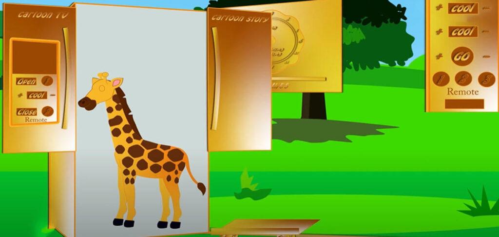 giraffe into a refrigerator